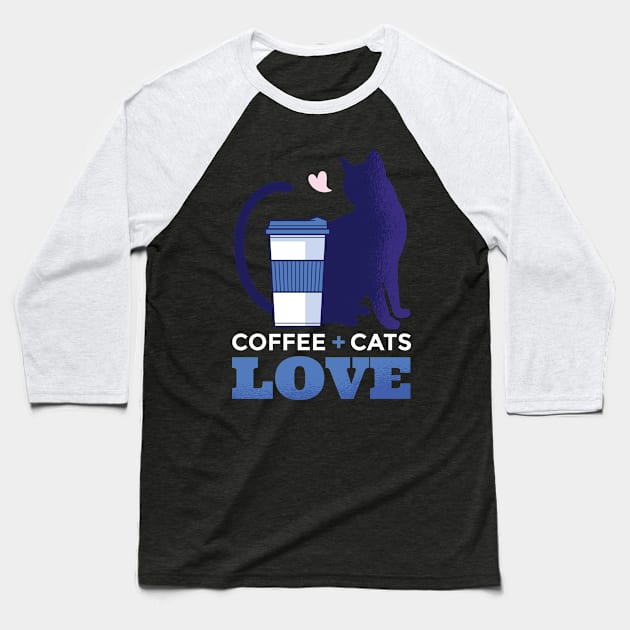 Cat and Coffee Baseball T-Shirt by EarlAdrian